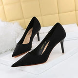 Breakj Korean Version Of Fashion Pedicure Delicate Show Thin High Heels Ultra High Heel Silk Shallow Pointed Single