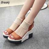 Fashion Wedge Women Shoes Casual Belt Buckle High Heel Shoes Fish Mouth Sandals 2023 Luxury Sandal Women Buty