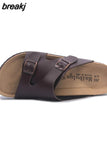 2023 New Summer Men Beach Cork Slippers Casual Double Buckle Clogs Outside Non-slip Water Slides