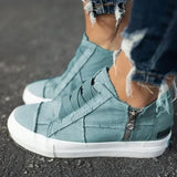 Women Shoes Flat New Spring Autumn Women Vulcanize Shoes Sneaker Ankle Side Zipper High Top Canvas Shoes Patchwork Ladies