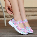 Size Women Flat Shoes 2021 Fashion Elastic Band Weave Shoes Women Comfort Flat Shoes Women Casual Loafers Zapatos De