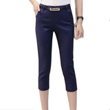 Women Summer Skinny Breeches Cropped Trousers High Waist Office Lady Slim Capris Pantalon Femme Woman Bodycon Pencil