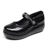 Breakj Red Heel Slope Thick-Soled Waterproof Table Shallow Mouth Single Shoe Velcro Size Size Of The Elderly Pine Cake Mother