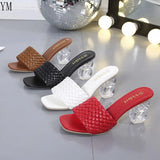 Open Toe Fashion Weave Womens Sandals All Match Roman Shoes Clear Heels Summer Female Luxury Party Zapatos De Mujer