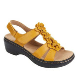 Breakj 2025 New Hollow Slope And Fish Mouth Flowers Leisure Comfortable Large Size Sandals