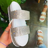Slippers Women 2020 Woman Crystal Slides Platform Slippers Chunrry Shoes Rainbow Shiny Diamond Large Size