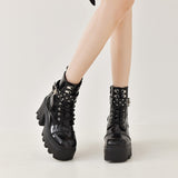 Breakj New Autumn And Winter Patent Leather Thick-Bottomed Large-Size Loose Cake Bottom With Buckle Short Boots Martin