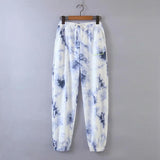 Tie Dye Printing Knitting Sports Pants 2020 New Female Letter Embroidery Loose Trousers