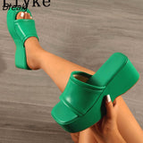 Punk Open Toe Platform High Heels Beach Slippers Female Summer Orange Green Wedges Shoes For Women Sandals Flip