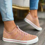 Women Sneakers Breathable Flat Casual Shoes Women Solid Color Knitting Sport Sneakers For Woman Vulcanize Shoes Tennis