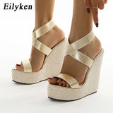Super High Peep Toe Gladiator Wedges Sandals Cover Heel Platform Ladies Sandals Fashion Summer Women Shoes size
