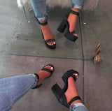Summer 2022 New Thick with High-heeled Word with Sandals Simple Roman High Sandals Female Woman