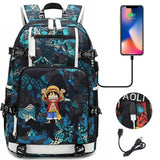 Anime ONE PIECE Schoolbag USB Charge backpack plugged into the headset cord backpack for boys and girl men women travel