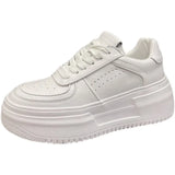 Leather Casual Shoes Woman Platform Sneakers Summer Trainers Round Toe Women Vulcanize Shoes White Sneakers Chunky