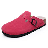 Autumn Women's Closed Toe Slippers New Suede Leather Yellow Mule Clogs Cork Sandals For Women Garden Clog