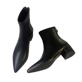 Breakj 2025 New Korean Version Of The Sharp-Headed Short Boots Coarse Zipper And Martin Boots Fashion Women's
