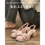 Retro Baotou Sandals For Women In Spring And Summer 2023 New Thick Heels, Bow Tie With Skirt And Buckle