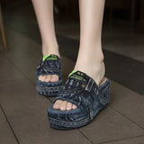 Breakj Slippers Women In Spring And Summer Wear New Trendy Shoes Fashion Thick-Soled Sandals One-Word Drag Cowboy Letter Cool