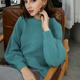Soft oversized Cashmere Sweaters Women 2021 puff sleeve Winter sweater Pullovers Loose Female Warm Basic sweater