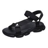 Thick-Soled Sandals Women's 2024 Summer Velcro Rainbow Shoes Women's Heels Beach