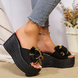 Breakj Bottom Round Head Fashion 2024 New Summer Bow Large Size Women's Slope And