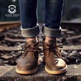 Men Boots Comfy Lace-up High Quality Leather Men's Boots 2020 Autumn Fashion Shoes Man Durable outsole Men Casual