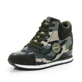 Spring High Top Wedge Platform Sneakers Women Casual Shoes Hidden Heels Ladies Sneakers Camouflage Women Shoes Basket