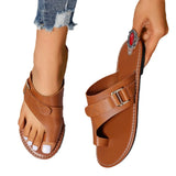 Breakj Autumn And Winter New Large-Size Lady Flat-Soled Sandals Temu Casual Simple Comfortable Non-Slip Solid