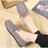 Loafers Warm Plush Women Moccasins Soft Sole Ladies Non Slip Shallow Suede Leather Sewing Female Flats Shoes 2021