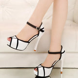 One Word Buckle Belt Women's Sandals Fashion High Heel Sexy Fine Heel Color Large Size Waterproof Fish Mouth