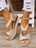 Breakj New Sandal Large Size Sandal Metal Buckle Decoration Hemp Rope Slope And Breathable Fish Mouth
