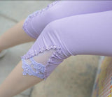 Fitness Leggins Short Leggings Women Summer Lace Floral Female Casual Capris Hollow Out Slim White
