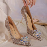 Women's Super High Heels Sandals 2021 Autumn New Fashion Dress Party Wendding Shoes Luxury Pumps Pointed Shallow Sexy