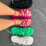 Summer New Outdoor Casual and Comfortable Flat Women Shoes Retro Shoes Solid Color Women Sandals Simple Sandals