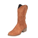 Cowboy Mid-Calf Boots Ladies Embroidery Pointed Toe Chunky Heel Women Boot Female Slip On Retro Vintage Western