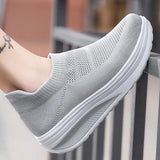 Summer Vulcanized Women Shoes Thick Sole Women Sneakers Light Weight Walking Leisure Sock Shoes Solid Color Footwear