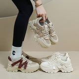 Breakj Korean Version Of The New Dad Shoes Female 2025 Spring Student Running Sports Thick Platform Increased Leisure Street Shot QRJ