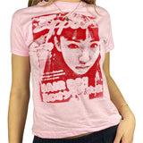 Y2K Summer Short Sleeve T-shirt Girls Creative Figure Printing Round Collar Tops Slim Base Shirt Harajuku Tee