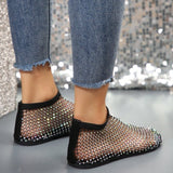 Breakj Head Beach Sandal Women Wear Hollow Out Rhinestone Pedal Breathable Mesh Sandal Women Low Top Sandals