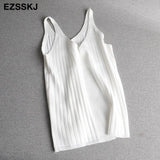 v-neck knit camis 2020 Summer Slim Women BAISC Tops female short female Sexy solid casual sleeveless t-shirt