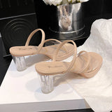 Breakj Women's Summer High Heel New 2025 Fish Mouth Waterproof Table Thick-Soled Cool Slippers Women's Coarse Heel Heel Fashion