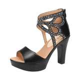 Open Toe Rhinestone Platform Shoes Ladies 2022 Summer Elegant Office Party High Heels Gladiator Sandals Plus Size