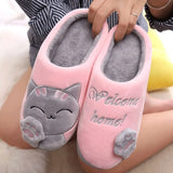 Plush Indoor Slippers Female Cartoon Cat Home Slipper Comfortable Winter Shoes Woman Men House Floor Soft Slides