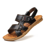 Leather Sandals Summer New Men's Leather Sandals Men's Outdoor Casual Men's Beach Shoes Soft Bottom Non-slip