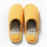 And Women Couple Spring Autumn Home Cotton Fabric Slippers Female Stripe Pattern Cute Indoor Non-Slip Soft Plush