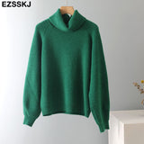 thick dazy oversized wool Sweaters Women 2021 puff sleeve Winter sweater Pullovers Loose Female Warm Basic sweater