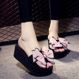 Heel Women's High-heeled Slippers Women's Summer Wild Bow Slippers Women's Beach Slippers Casual Beach Shoes Flip
