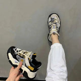 Breathable Tennis Basketball Sneakers Women Platform Chunky Wedges Dad Shoes Fashion Harajuku Casual Black Lace Up