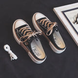 Women Canvas Shoes High Top Flat Shoes for Women White Black Sneakers Board Shoes Bear Canvas Sneakers Sneakers