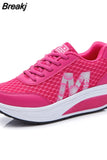Women Summer Breathable Shoes Platform Letter M Wedges Sneakers Thick Bottom Running Shoes Casual Ladies Vulcanized
